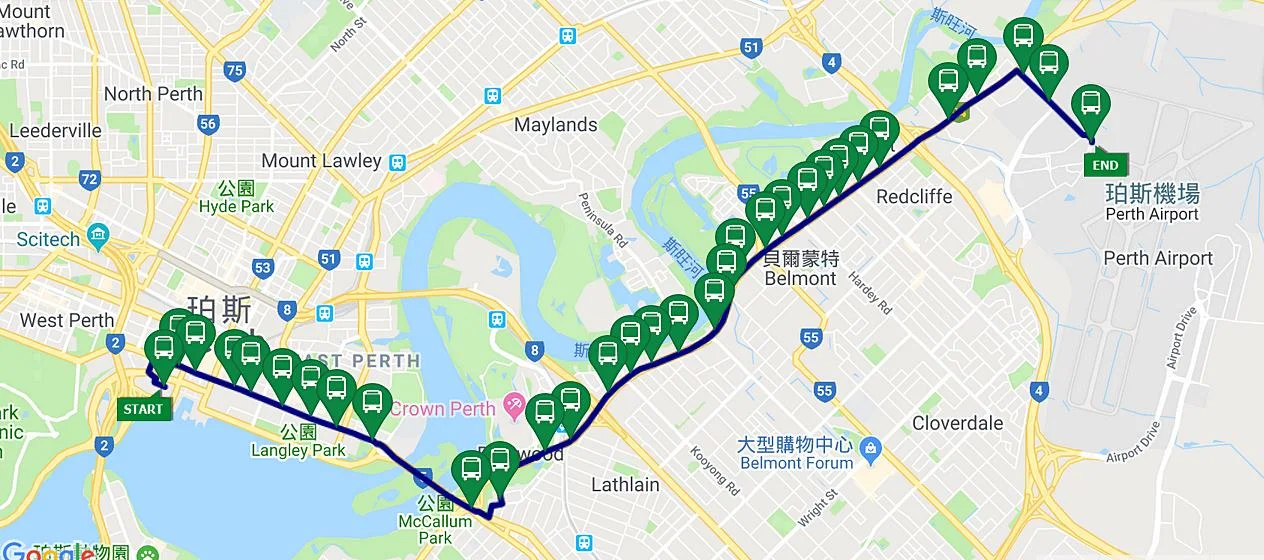 伯斯-交通-巴士-公車-機場-市區-票價-時刻表-搭乘-攻略-費用-便宜-省錢-路線圖-Route-Map-自由行-旅遊-澳洲-Perth-City-Airport-Transport-Bus