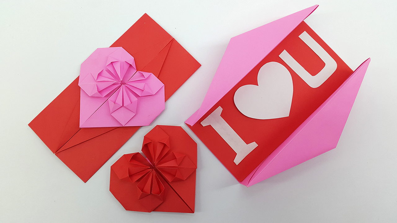 Colors Paper Origami Heart Envelope & Box DIY Envelope Paper heart