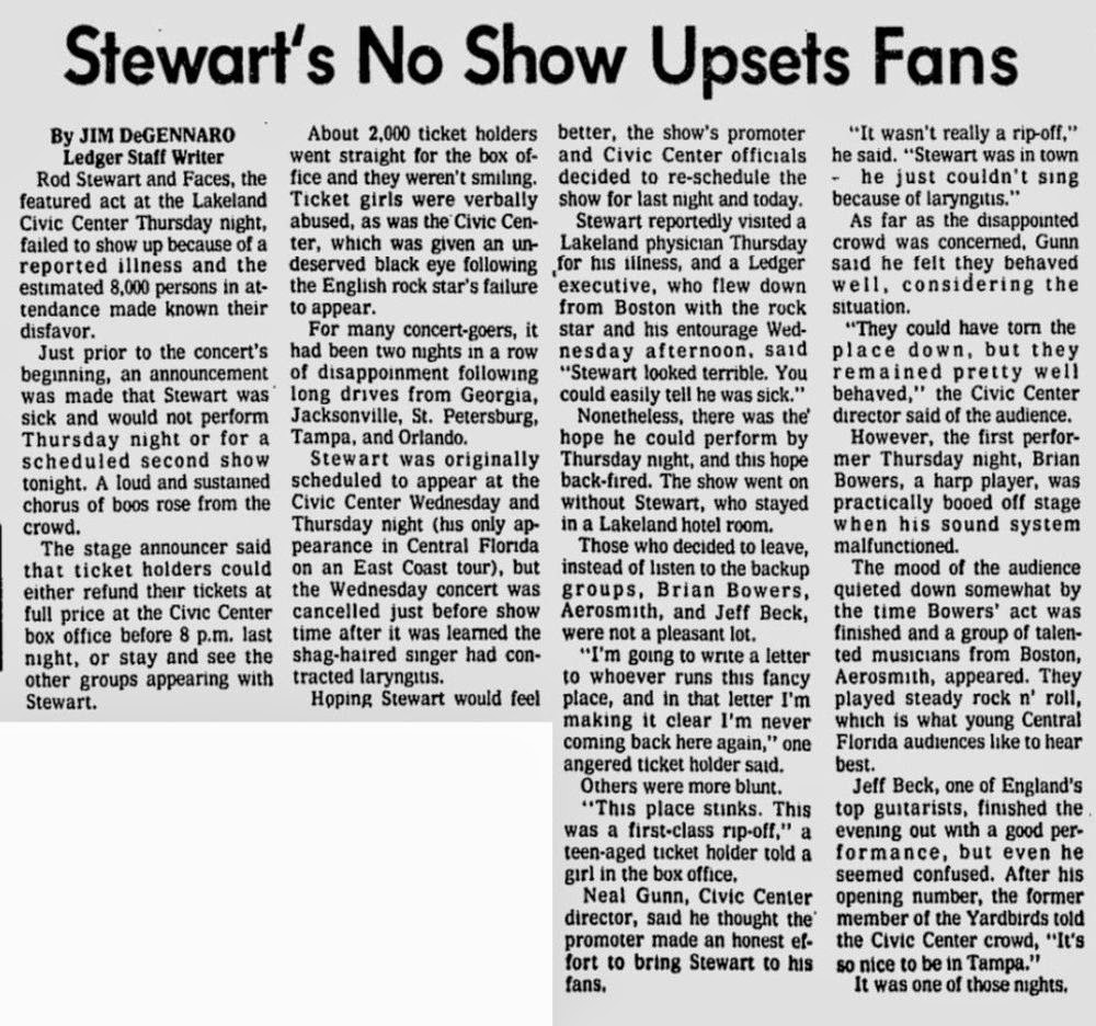 Rock & Roll Newspaper Press History Rod Stewart The Lakeland Ledger