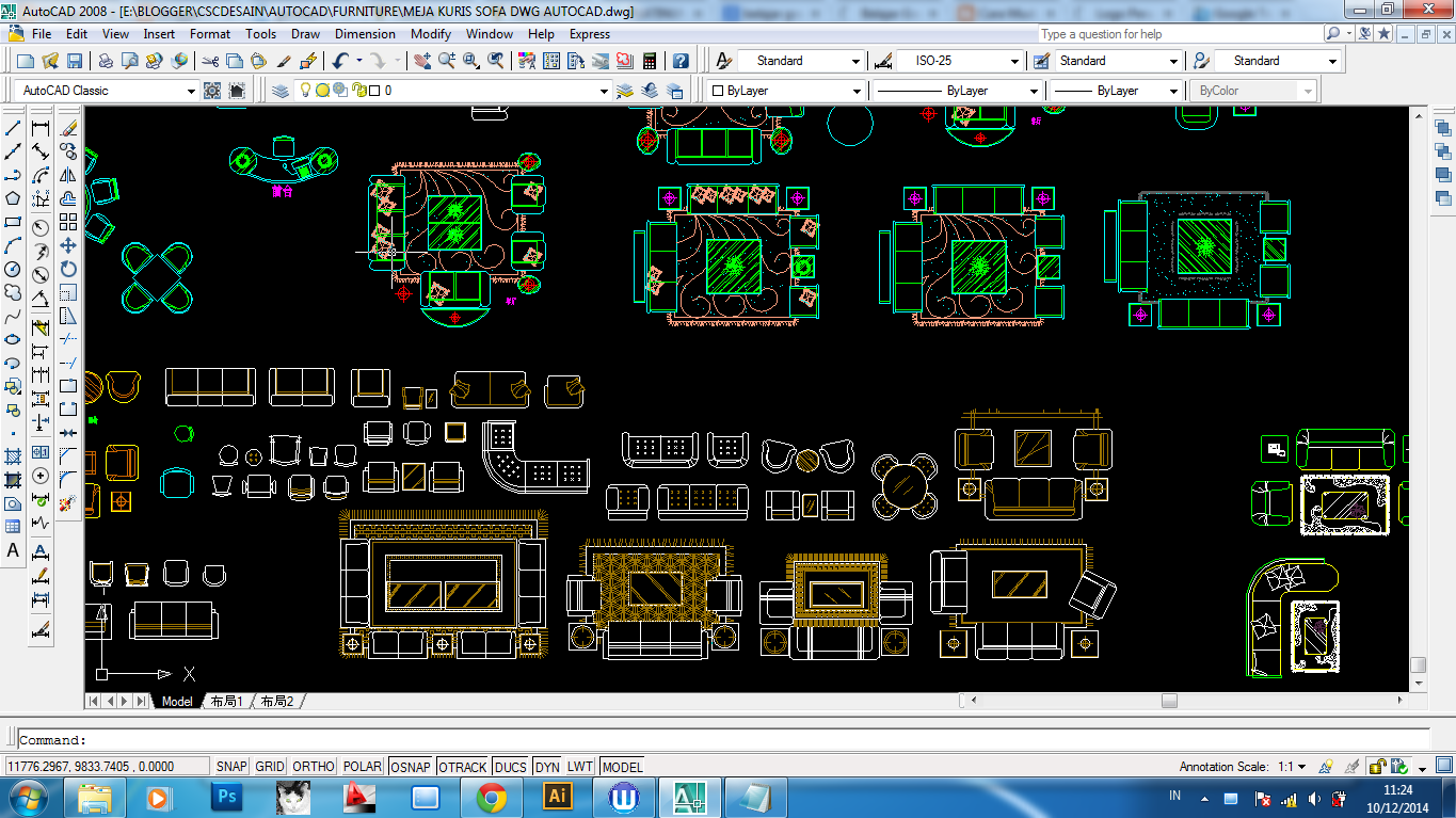 Prabotan Meja Kursi Dan Sofa Autocad