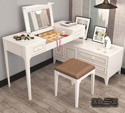 white wooden corner dressing table designs for modern bedroom