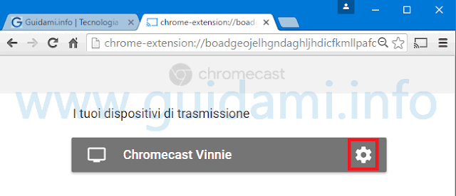 Aprire impostazioni Chromecast da Google Chrome