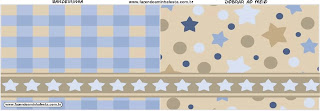 Estrellas Beige y Azul: Imprimibles Gratis para Fiestas. Estrellas Beige y Azul: Imprimibles Gratis para Fiestas.