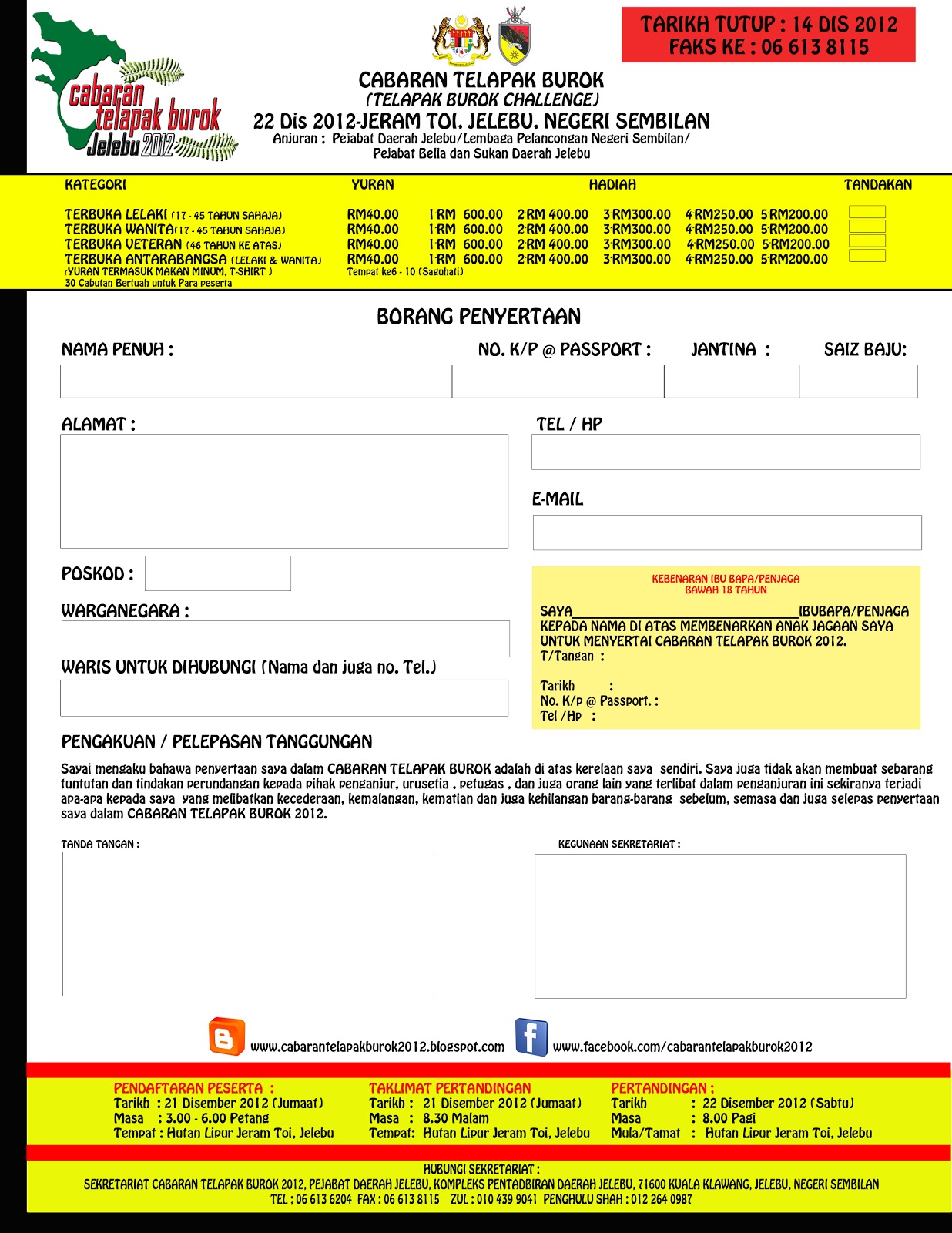 CABARAN TELAPAK BUROK 2012 November 2012