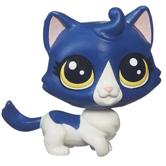 Littlest Pet Shop LPS  #39 KEENA CATLEY Blue & White Kitty Cat figure 