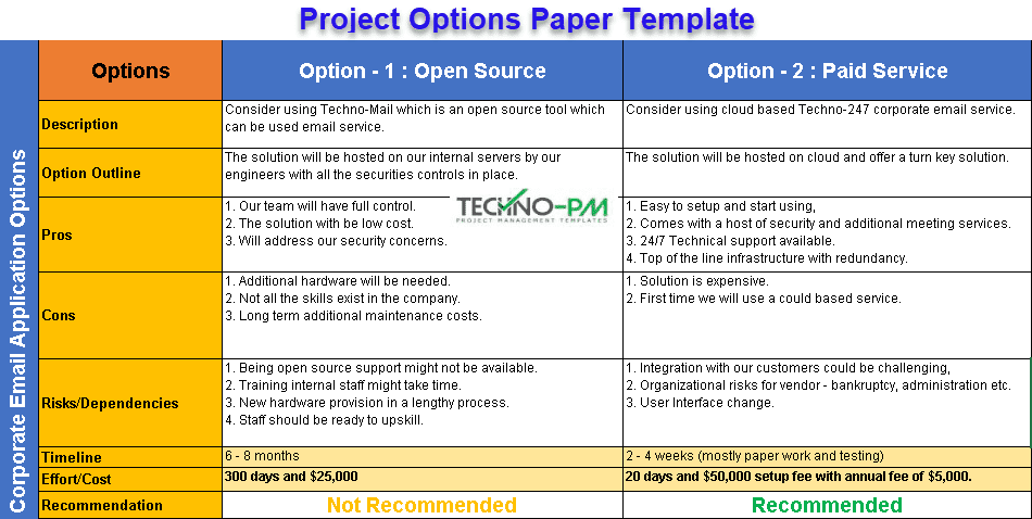options paper template