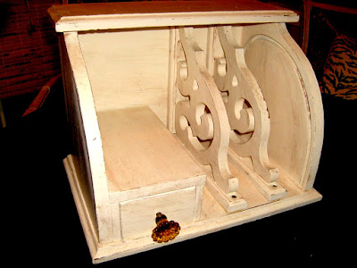 desk organizer from a wooden breadbox