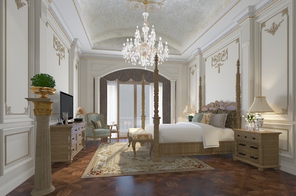 European style bedroom model free 3ds max model