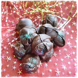 chocolate coated marzipan balls