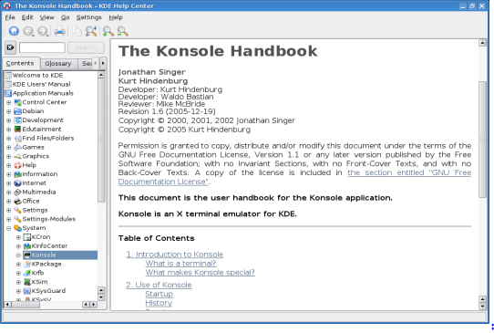 Tampilan dari Konsole Handbook Tampilan dari Konsole Handbook