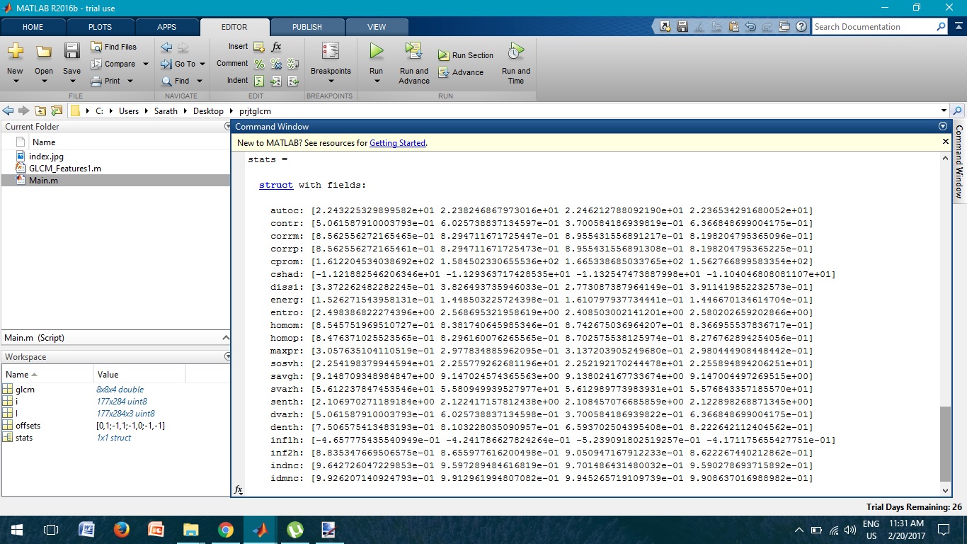 GLCM Image features extraction using glcmcomatrix.