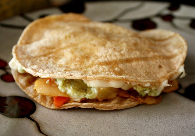 Artichoke Quesadilla--with carrots and parsnips!