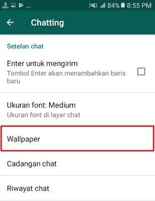 WhatsApp - Pilih menu Wallpaper