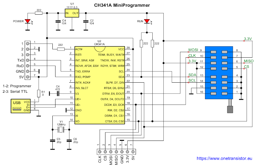 Schematic of the black CH341A Mini Programmer