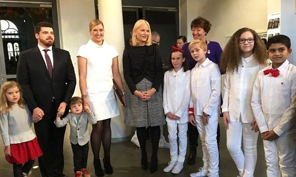 Crown Princess Mette-Marit wore Valentino Ruffle jacket. Princess Ingrid Alexandra, Prince Sverre Magnus