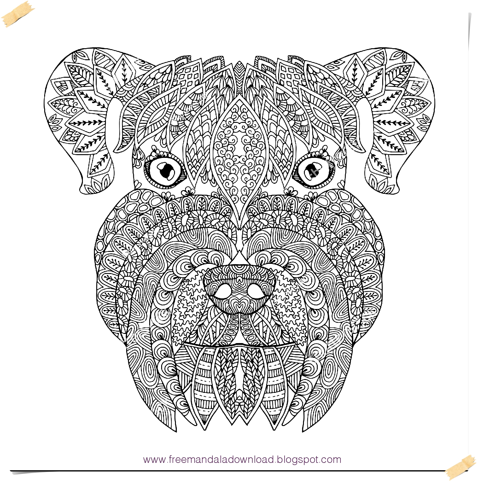 Zen Kunst Mandala free vector-Hund Mandala frei/Dog Mandala free - Free