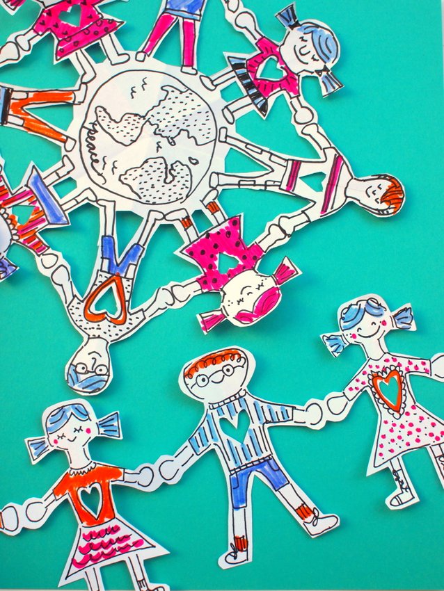 Two Ways to Make Paper People Chains Pink Stripey Socks