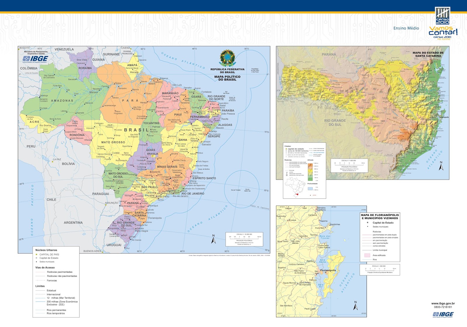 Mapa de Santa Catarina Brasil Doc Sports™