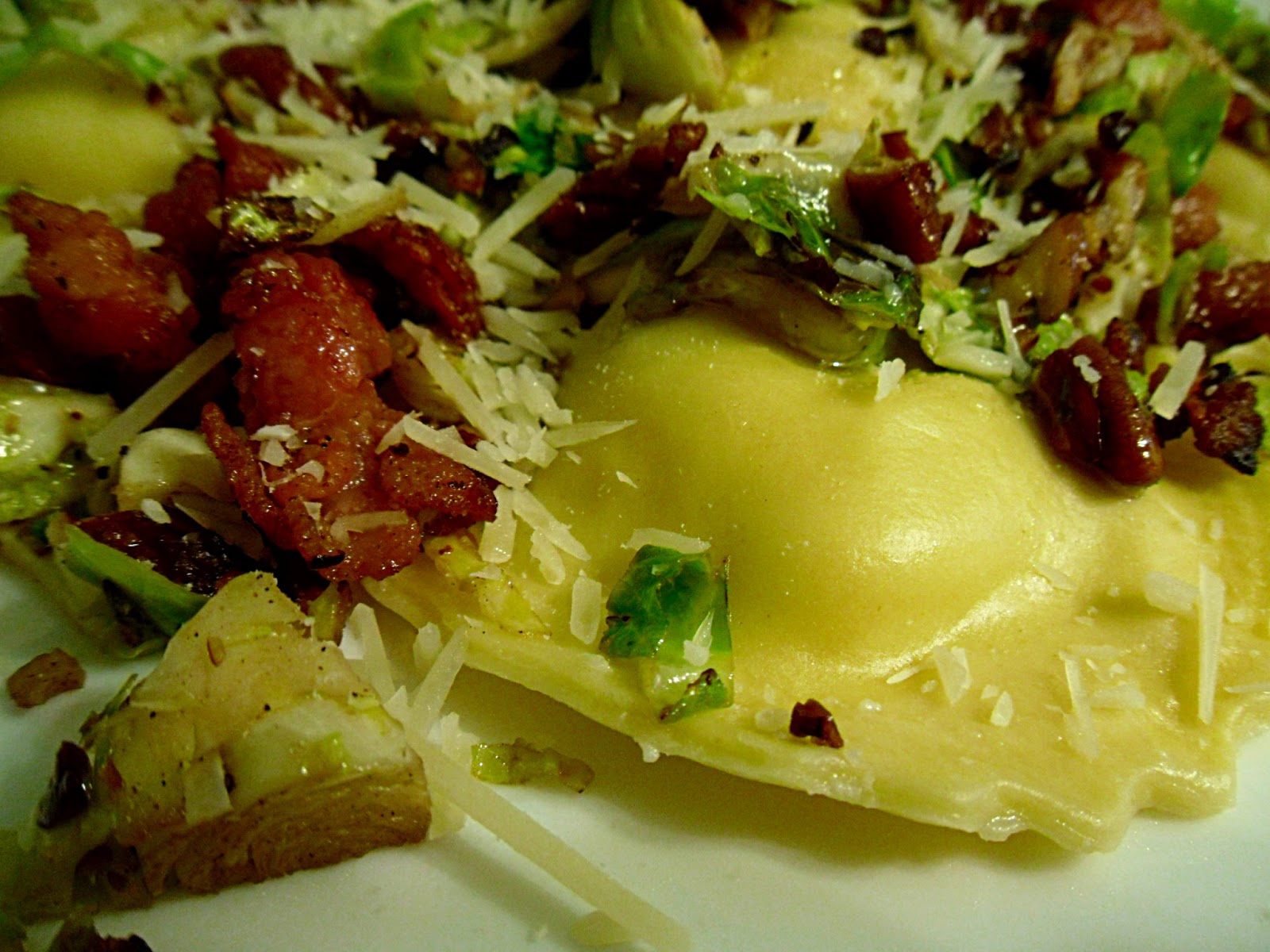 Southern Sweets and Eats Ravioli with Brussels Sprouts, Pecans, and Bacon
