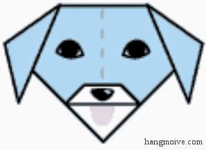 Bước 6: Dùng bút hoặc mầu vẽ để vẽ mắt, mũi và lưỡi chó để tạo thành khuôn mặt của chú chó.
