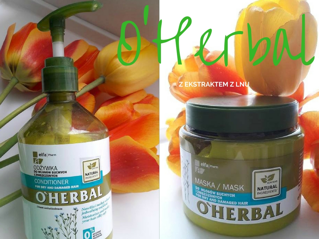 O'HERBAL Z EKSTRAKTEM Z LNU, ODŻYWKA I MASKA DO WŁOSÓW SUCHYCH I ZNISZCZONYCH
