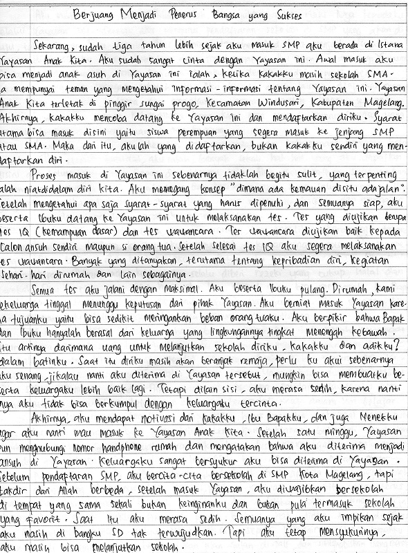 Essay Pengalaman Diri Sendiri