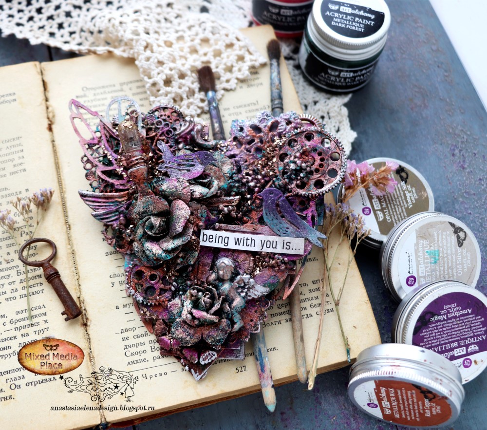 Mixed Media Place Mixed media heart "With you" by Anastasia Korvyakova