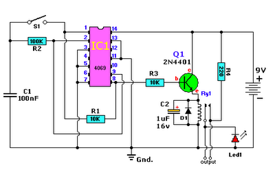 NTE Electronics Circuit: Push Button On/Off