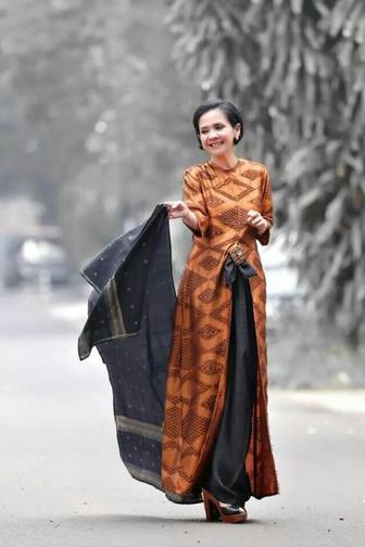 Contoh Model Baju Gamis Batik Kombinasi Sifon
