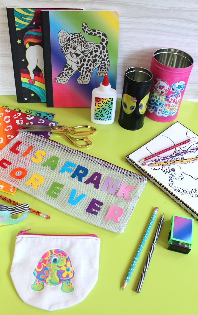 Make your own Lisa Frank inspired notebooks and school supplies!