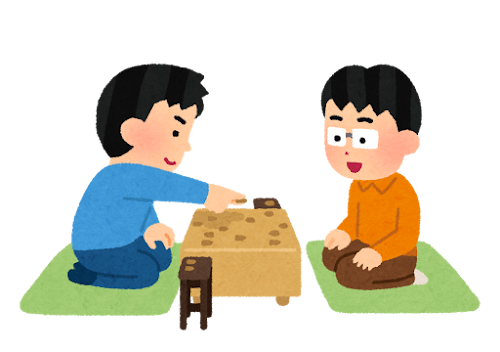 将棋の対局のイラスト（子供）