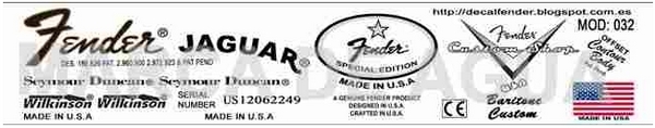 Juego de adhesivos MOD: 032 Fender Jaguar Standard.