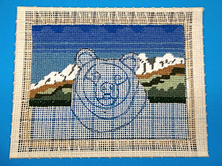 Bear needlepoint with middle background