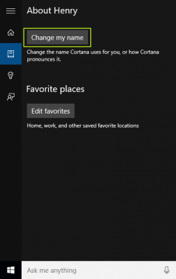 tampilan untuk menganti nama pada Cortana Calls