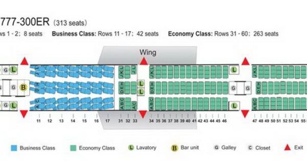 Luxury Boeing 777-300er seating plan