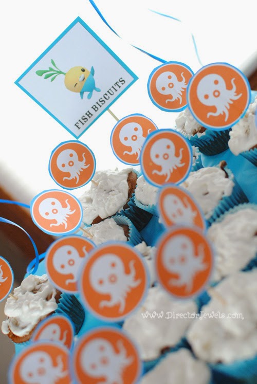 Octonauts Birthday Party Food Ideas | Tunip's Fish Biscuits Cupcakes - Allergen Free | Under the Sea Party at directorjewels.com