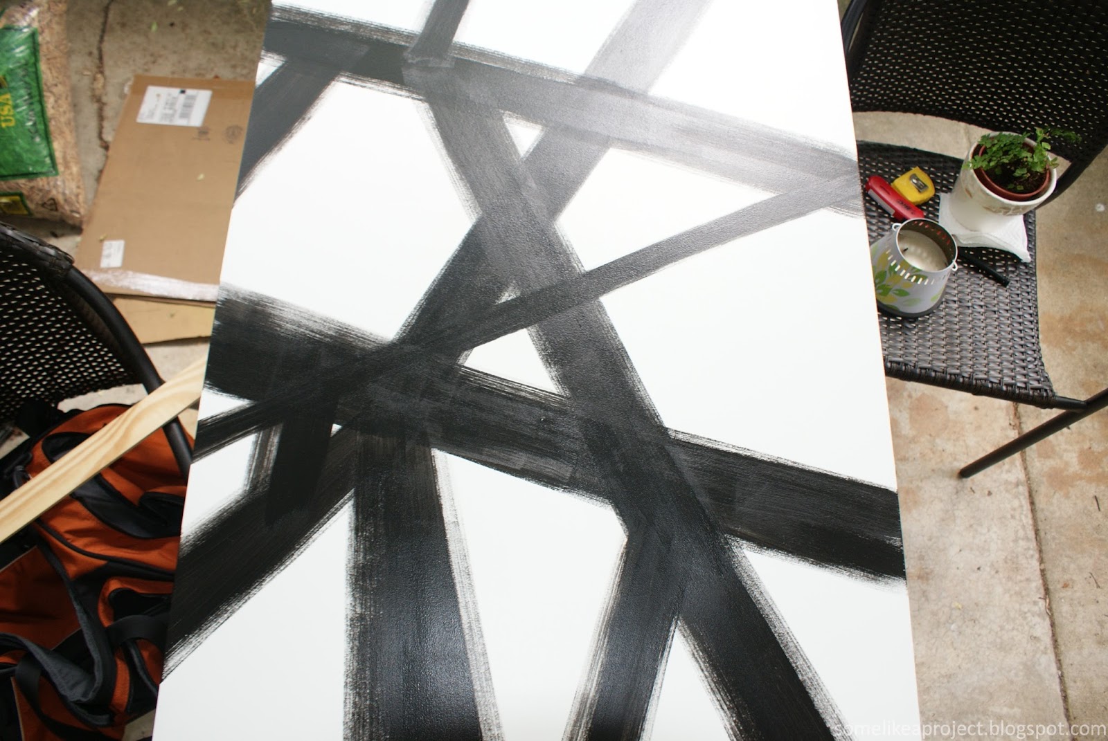 Some Like A Project: Large DIY Black & White Abstract Art