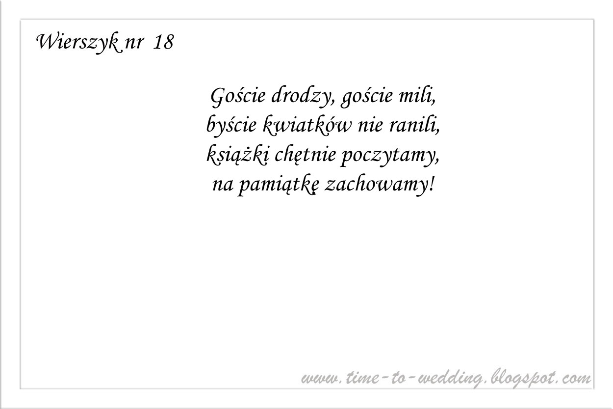 Time To Wedding Wierszyki Zamiast Kwiatów
