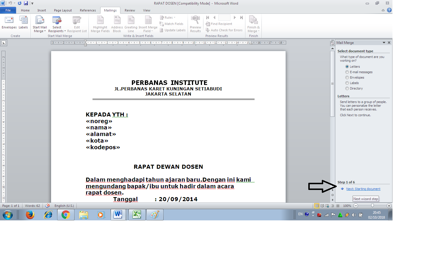 Pengantar Aplikasi Komputer Pengertian Mail Merge Dan Langkah Langkahnya