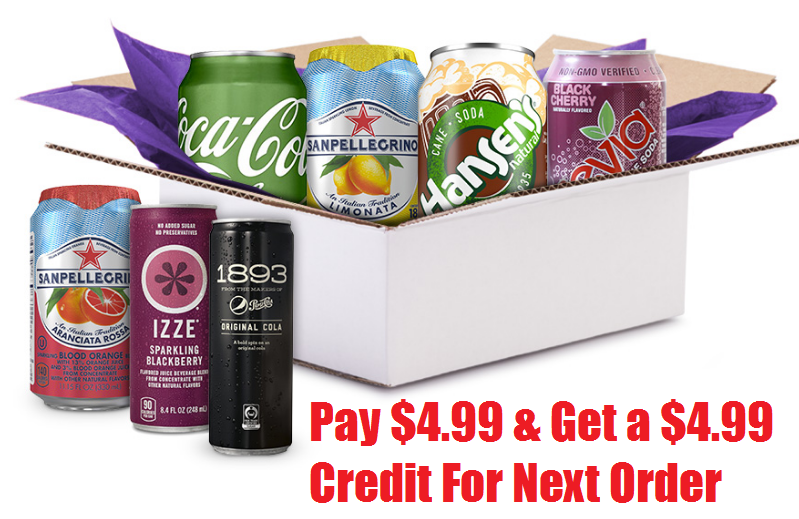 Soda and Drinks Amazon Sample Box 4.99 + Free 4.99 Credit To Use On