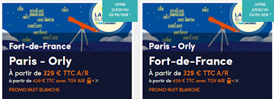 Promo Air Caraibes : Tarif vol Martinique Nuit Blanche Air Caraibes