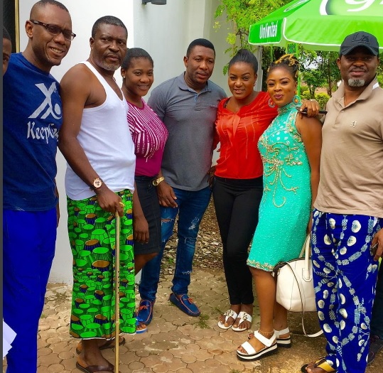 Photos: Mercy Johnson,Queen Nwokoye, Kanayo O Kanayo Shooting Professor Johnbull Movie In Enugu