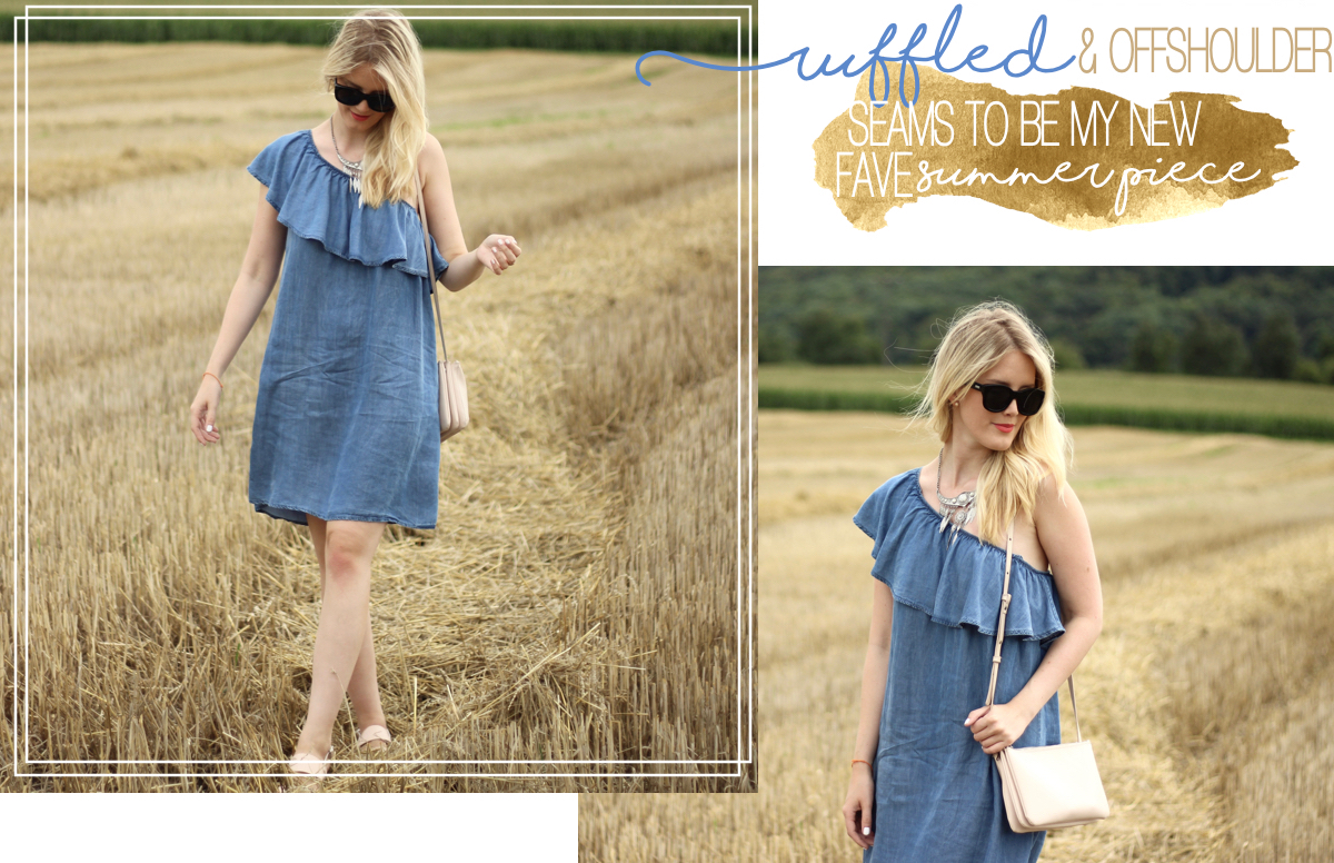 Fashion Outfit Look Fashionblog Stuttgart www.theblondelion.com Denim Dress Offshoulder One Shoulder Trio Bag Fashion Outfit Look Fashionblog Stuttgart www.theblondelion.com Denim Dress Offshoulder One Shoulder Trio Bag