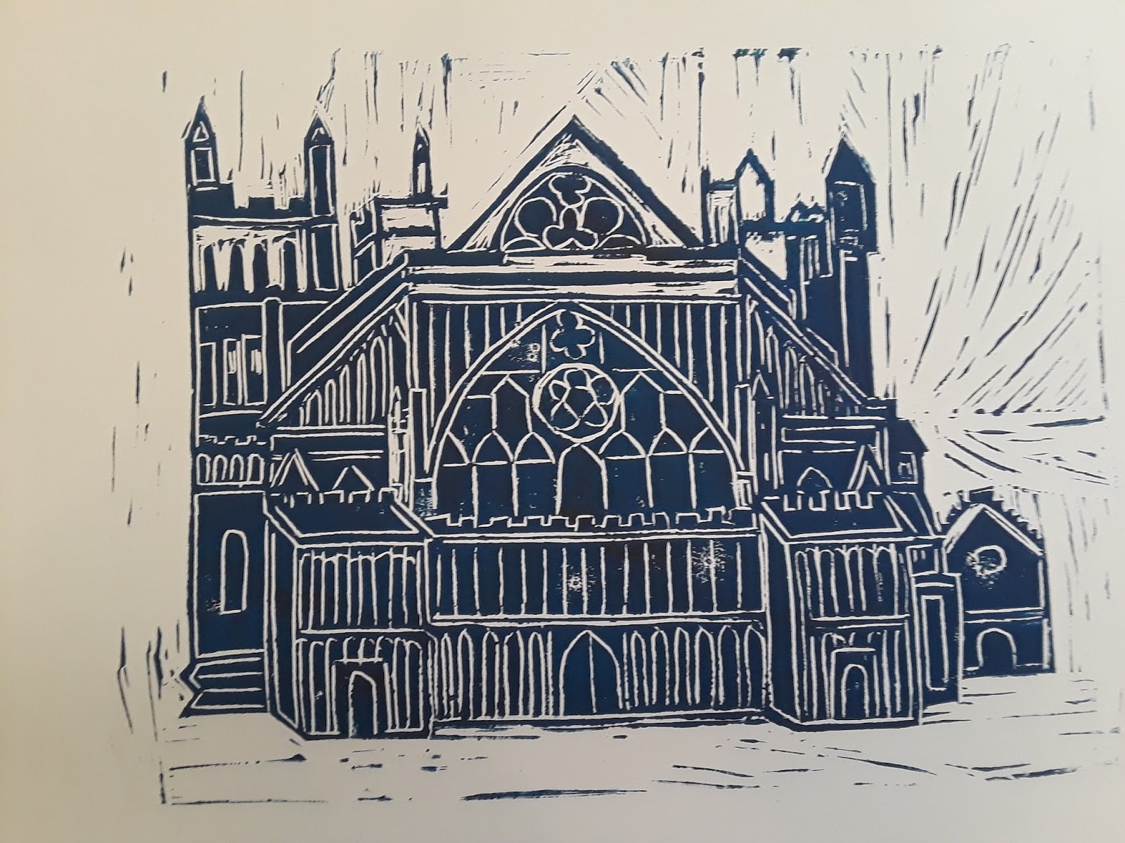 Tom Wagen's Art Exeter Cathedral (Devon England) Block Print
