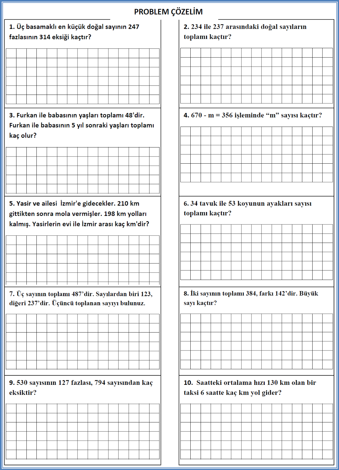 salakodev.blogspot.com: 3. Sınıf Matematik Karışık Problemler