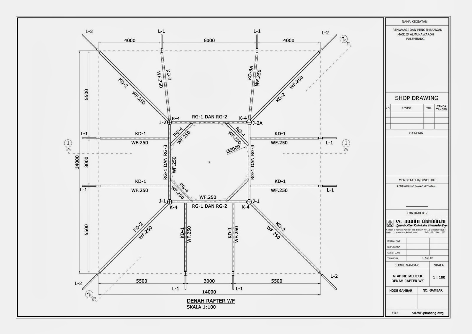 Desain Konstruksi Baja Atap WF Konstruksi Bangunan Rumah Sederhana