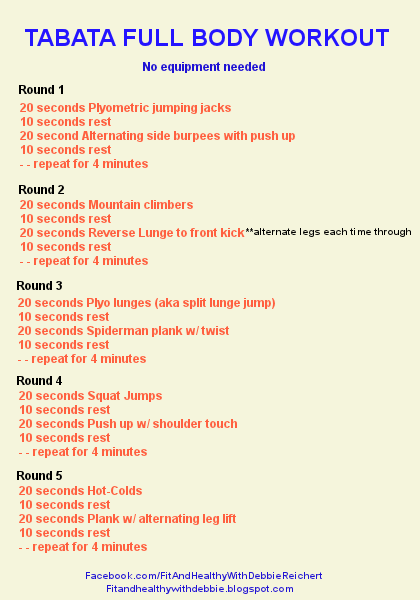 Tabata Full Body Workout - No equipment - Fit and Healthy with Debbie