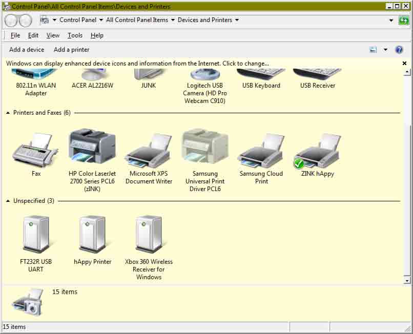 DangerRuss Things ZINK hAppy Printer Setup on Windows 7