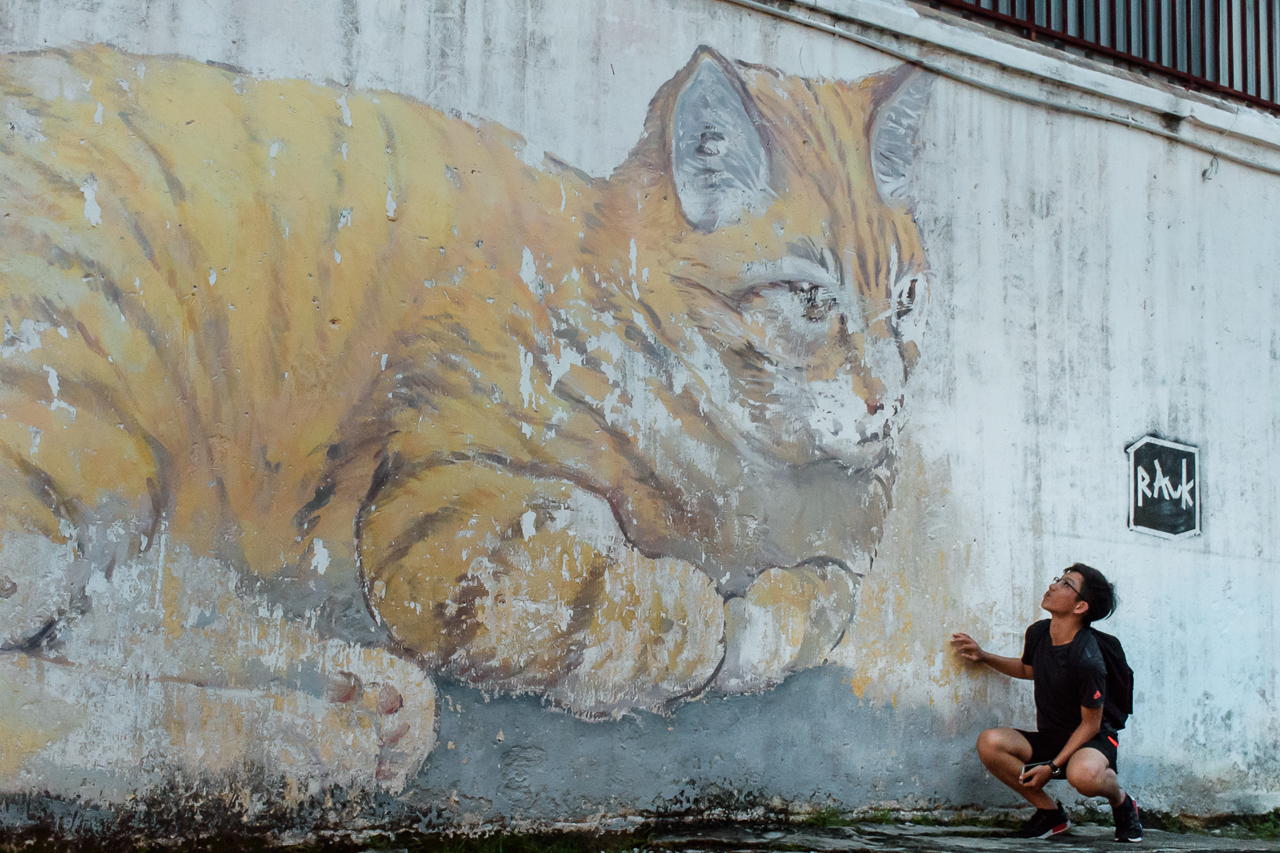 big street art wall in penang malaysia cat street art graffiti in georgetown penang malaysia