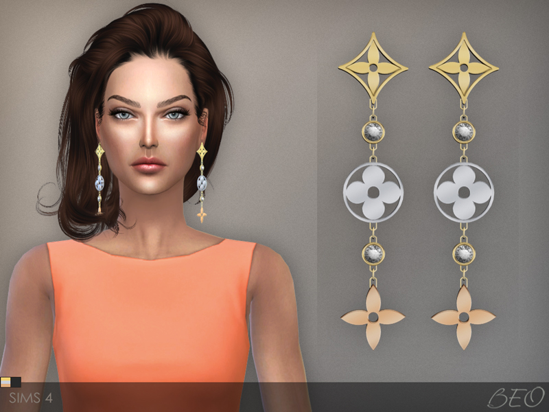 My Sims 4 Blog: Louis Vuitton Monogram Earrings by BEO